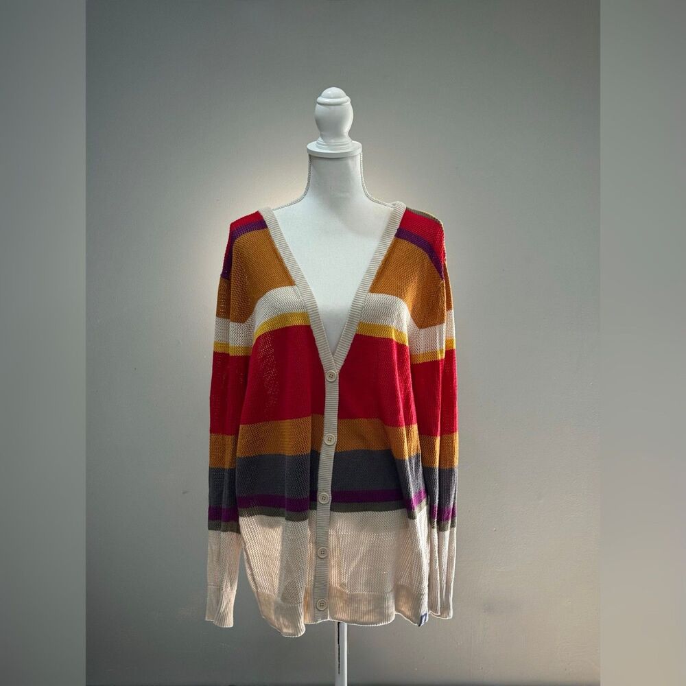 Rainbow Hot Topic Doctor Who Open Weave Cardigan Size 3X EUC